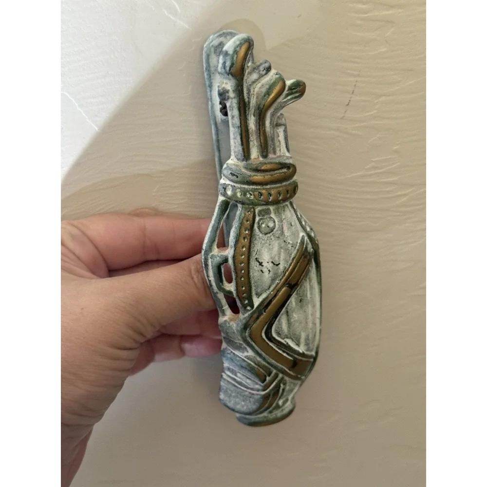 Vintage  Cast Iron Golf Bag w/ Clubs Door Knocker rusty‎ color patina